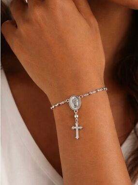 925 Sterling Silver Rosary Bracelet